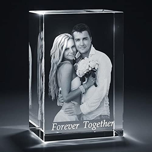 Photo en Cristal 3D Personnalisée, Cristal 3D Personnalisé avec Photo, Cadre Photo, Photo en Cristal Gravée au Laser, Cadeau Saint Valentin Femme Personnalisé, Mariage, Anniversaire