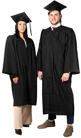 SKÉMATA Abschluss Robe Unisex Leichte Mikrofaser mit Graduierung Kappe und Quaste Inklusive, Geeignet für alle Jahreszeiten, Verschluss auf der Vorderseite | Guide Einfache Größe Mann/Frau, Schwarz