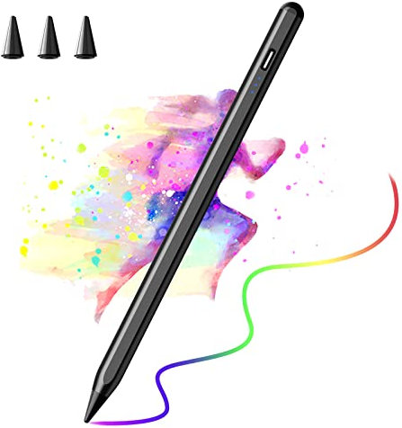 Lápiz Stylus para iPad 2018-2024,Alta Sensibilidad de Inclinación Lápiz Capacitivo,Bolígrafos Pencil para Pantallas Táctiles con Puntas de Repuesto Compatible con iPad 10/9/8/7/Air 4,iPad Mini 6/5