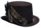 BPURB Unisex Steampunk Zylinder Halloween Hut Damen Herren Gotisch Schwarz Feder Getriebe Hüte Kopfbedeckung Kostüm Zubehör(58cm/22.83 Inches, Schwarz)