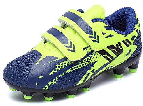 Scarpe da Calcio Ragazzo Ragazza FG/AG Professionale Scarpe da Calcetto Scarpe da Allenamento Teenager Scarpe Sportive Nero Blu 28