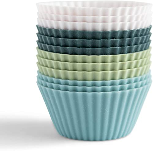 Muffinförmchen Silikon, AKSXU 12er Wiederverwendbare Muffinform Silikon/Silikonmuffinformen BPA Frei,Stabil und Antihaftend Silikon Backform/Silikonformen für Muffins, Cupcakes 7,5 x 4cm