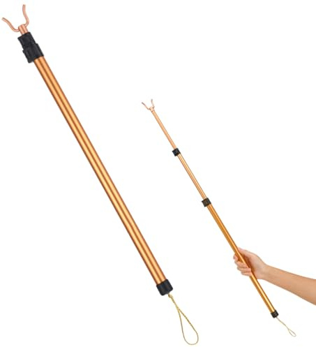 Angoily Kleidergreifer, Bügelgreifer Warengreifer Für Garderobe Und Schrank Teleskop-Teleskopstange, Kleider Aufhängehilfe, Vorhänge Verlängerung, Greifer Stange Teleskop with Hook