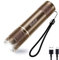 Blukar LED Torch Rechargeable, 2000L Super Bright Adjustable Focus Flashlight,4 Lighting Modes,Long Battery Life,Waterproof Pocket Size Torch for Power Cuts, Emergency, Camping, Hiking, Outdoor-Brown