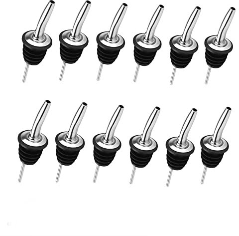 Chabrias Ltd Stainless Steel 12 Pack Fast Free Flow Liquor Spirits Pourer Speed Pourers Wine Bottle Spirits Pourers Tapered Spout for Olive Oil Coffee Syrup Vinegar Bottles