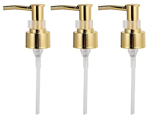 TITA-DONG 3 Stück Spenderpumpe, Shampoo-Conditioner-Pumpe, Kunststoff-Lotion-Spender, Pumpenkopf, Ersatz-Ersatzteil für Lotion-Massageöl-Flasche (Gold und Silber)(Gold)