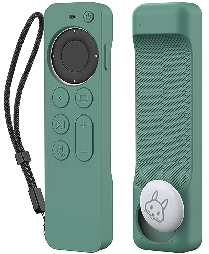 AhaStyle Schutzhülle für Apple TV 4K HD Siri Fernbedienung 3. Generation mit AirTag-Halterung, Rundum-Abdeckung, Rutschfest, Präzise Aussparungen, Hochwertiges Silikonmaterial