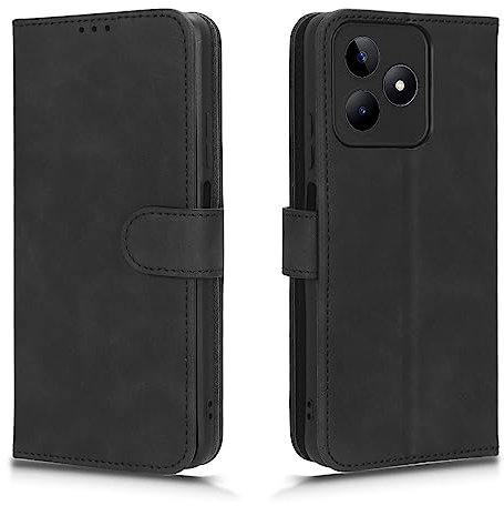 GOKEN Coque Folio Cuir Étui pour Realme C51 / Realme C53, Antichoc Portefeuille Housse vec Fentes pour Cartes, PU/TPU Bumper Protection Case Cover Fermeture Magnétique,Noir
