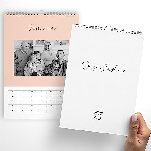heaven+paper A4 Fotokalender immerwährend, jahresunabhängig ohne Jahr zum selbstgestalten Wandkalender im eleganten Design, modern & schick ideal zum verschenken (COZY)