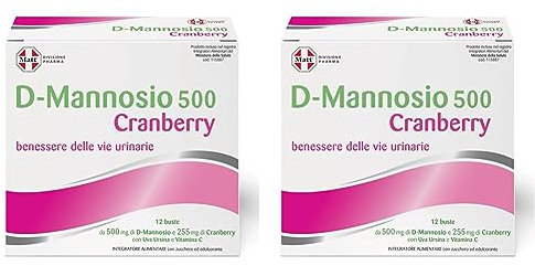 Matt, D-Mannosio 500 Cranberry, Integratore Alimentare per il Benessere delle Vie Urinarie con D-Mannosio, Cranberry, Uva Ursina e Vitamina C, Confezione da 24 Bustine