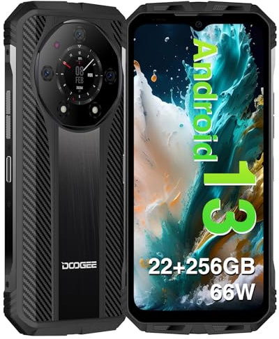 DOOGEE S110 Rugged Smartphone 2023, Android 13 Telefono Indistruttibile, 22GB RAM+256GB ROM/2TB Telefono Rugged, 10800mAh /66W, 50MP+ 32MP+24MP Visione Notturna Smartphone Rugged OTG/GPS/NFC-Nero