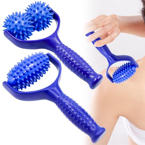 Molbory 2 Stück Massageroller mit Griffen, Massagebälle Massage Roller, Massagegerät Fascia Ball, Premium Igelball Fußmassage, Faszienrolle Klein zur Entspannung von Fuß, Bein und Rückenmuskulatur