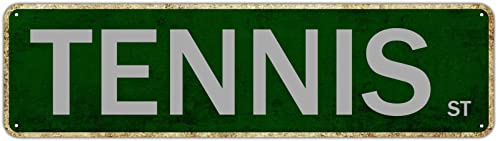 Metallschild Tennis St Vintage Schilder Retro Blechschilder Liebhaber Geschenke Aluminiumschild Wohnzimmer Zuhause Küche Garten Schlafzimmer Wand Club lichtecht lustige Dekoration 10,2 x 40,6 cm