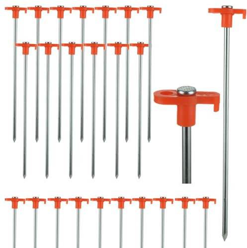LOLYSIC 40Pcs Tent Pegs Metal Heavy Duty Rock Pegs for Awnings Camping Pegs Galvanized Steel Ground Pegs Stakes for Outdoor Camping Awning Tarpaulin, 25cm / 10 inch