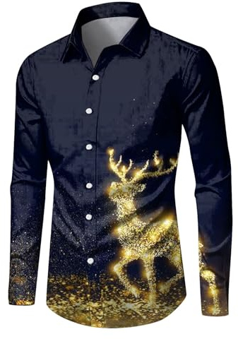 Xmas Weihnachtshemden Herren Freizeithemd Hässlich Grün Weihnachtsoutfit Rot Hemden Lustig Gold Poloshirt Weihnachtsbluse Weihnachten Personalisiert Weihnachtshemd Outfit Kostüm