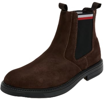 Tommy Hilfiger Uomo Stivaletti Chelsea in Pelle Scamosciata, Marrone (Cocoa), 43