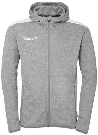 Kempa Herren Emotion 27 Kapuzenjacke Sport-Jacke, Dark Grau Melange/weiß, XXL EU