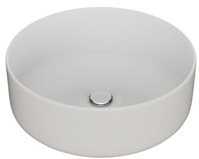 LEMONBATH - Lavabo Sobre Encimera Redondo Blanco Brillo - Medidas 35 x 35 x 12 cm - Lavabo para colocar Sobre Encimera de Muebles de Baño - Lavabo de Ceramica - Lavabo para Grifo Lavabo Alto