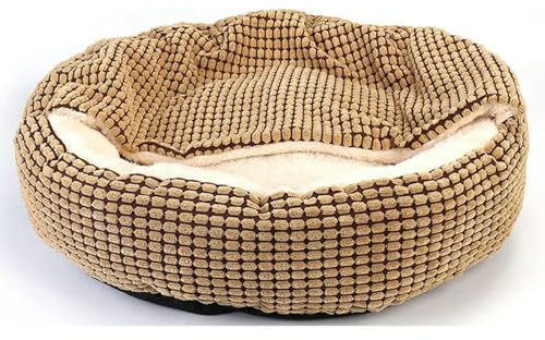 YJHLY Hundebett, gemütlich, mit Kapuze, flauschig, orthopädisch, rund, Donut-Form, für Haustiere, kuschelig, Angst, beruhigendes Bett, waschbar, weich, rutschfest, für Welpen, Katzen, Größe XL, 70 x