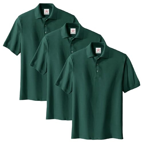3 Piece Premium Polo Shirts Durable Plain Work Wear Polo Shirt(XL, Bottle Green)