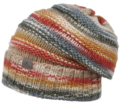 LIERYS Bernardo Oversize Umschlagmütze Winter-Beanie Fleece Schurwollgemisch Unisex Made in Germany Herbst Winter Hellbeige One Size