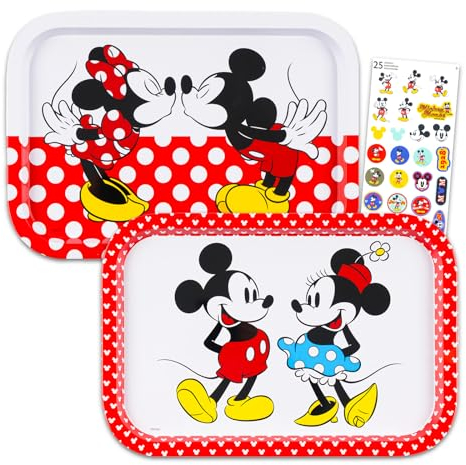 Bandejas para servir de Mickey Mouse – El paquete de bandejas de servir de Minnie Mouse incluye 2 bandejas de comida temáticas de Mickey y Minnie Mouse | Plato de comida de Mickey Mouse