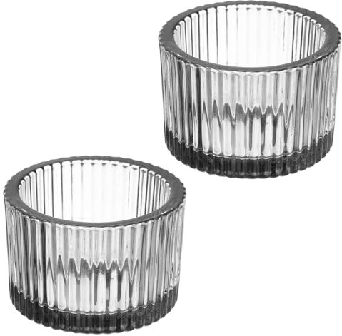 PATIKIL 2 Pcs Tealight Candle Holder, Tea Lights Candle Holder Glass Votive Candle Holders Glass Candle Holders for Table Centerpiece Decor Wedding Dinner Party, Black