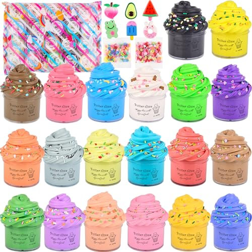 20 Pack Mini Slime Age 3+, Butter Slime Party Favors, Soft Non-Sticky and Stretchy Slime Kit for Classroom Prizes, Christmas Stocking Stuffers, Goodie Bag Stuffers for Kids Boys Girls