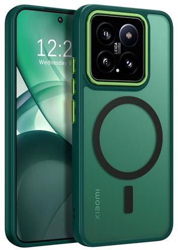 BENTOBEN für Xiaomi 14 5G Hülle mit Mag-Safe Magnetisch Hülle für Xiaomi 14 5G 6.36 Durchscheinende Matt Anti-Fingerabdruck Handyhülle Rückseite Dünn Stoßfest Schutzhülle, Dunkelgrün