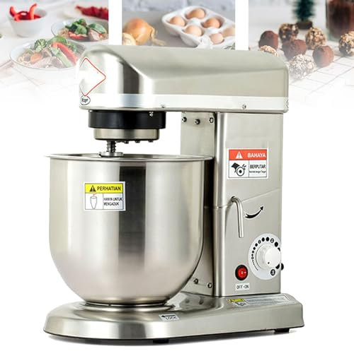 KJZQXYX Batteur sur Socle Commercial, mélangeur Alimentaire à tête inclinable à 3 Vitesses 500 W, Batteur sur Pied électrique de Cuisine avec Crochet pétrisseur, Fouet (Stainlesssteel)
