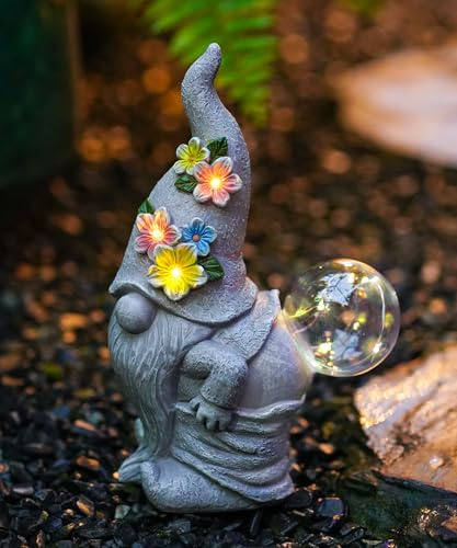 Acgarten Solar Funny Garden Gnome Statue: Outdoor Sculpture Lights for Yard Lawn Porch Balcony Patio Home Decor - Mothers Day Gifts for Mom Women Grandma