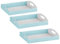 Set 3 Pezzi Vassoio Cesto espositore Bomboniere in Cartone con Maniglie per Oggettistica 43 x 29 x 4,5cm (CELESTE)