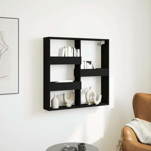 Brokky Armario de Pared Madera de ingeniería Muebles auxiliares de baño Mueble de naño Armario baño Pared Negro 80x15x80 cm