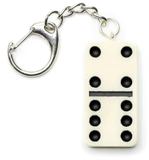 Miniblings Domino Stein Schlüsselanhänger Spielstein Dominos weiß - Handmade Modeschmuck | Anhänger Schlüsselring Schlüsselband Keyring