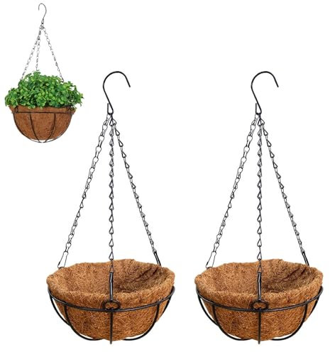 DUOHERESHUI 2 Piezas Colgante de Plantas Cesta de Macetero, Cestas Colgantes Decoración de Jardín, Cestas Colgantes de Metal, Cestas de Plantas Colgantes Decorativas, para Interior y Exterior, 8 Inch