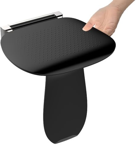Folding Shower Seat Wall Mounted,Fold Up Shower Stool,Shower Chair Foldable with Legs,Fold Down Bathroom Stool for Elderly (Black, L)