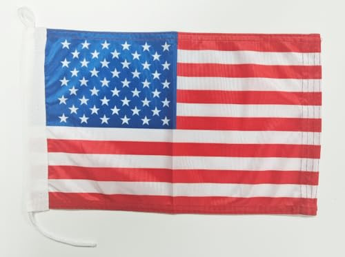 Drapeau de bateau USA de qualité supérieure - 20 x 30 cm - Poids du tissu - Imprimé robuste avec tricot et boucle - Drapeau nautique de 20 x 30 cm (USA)