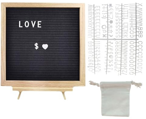 Schwarze Buchstabentafel | Holzrahmen Mit Filzoberfläche & Tischtafel | Dekorative Wechseltafel Für Schule, Krankenhaus, Restaurant & Ankündigungsdisplay