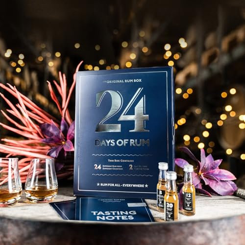 24 DAYS OF RUM Cadeau Fête Box Mocha Edition 41% Vol. 24x0,02l Coffret 2 verres