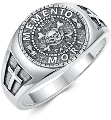 PROESS Memento Mori Totenkopf Ring 925 Sterling Silber Baum des Lebens Ring Memento Mori Schmuck Geschenk für Männer Frauen Unsex Jahrestag(Größe 9/10/11)