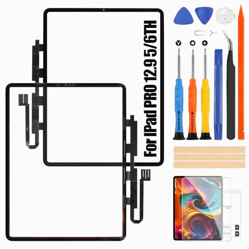 Écran de rechange pour iPad Pro 12.9 5ème génération pour iPad Pro 12.9 5ème 2021/6ème 2022 - Écran tactile numériseur pour iPad A2461 A2378 A2379 12,9 (noir, pas écran LCD)
