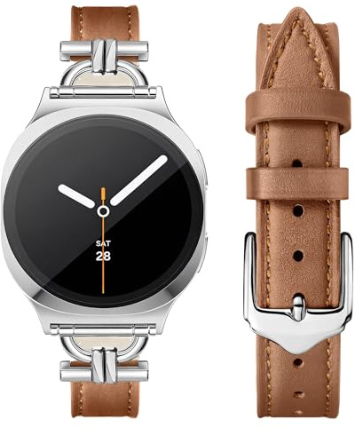 Ocaer Kompatibel mit Samsung Galaxy Watch 9/8/7/FE/6/5/4 Armband 40mm 44mm, 8 Classic 46mm, Schmal Leder Armband für Galaxy Watch 6 &4 Classic / 5 Pro/Active 2, Elegant Band für Damen