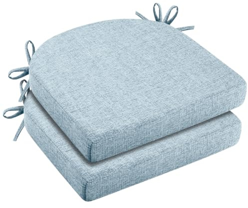 2er Set Stuhlkissen 43x42x5cm, Hochdichter Schaumstoff Sitzkissen, Bequemes Sitzkissen für Indoor/Outdoor, Stuhlauflage Gartenstuhl Balkonstuhl Kissen Sitzpolster für Esszimmer Wohnzimmer (Hellblau)