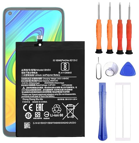 VUXYIT BN54 compatible con Redmi Note 9 / Redmi 9 batería de repuesto para M2003J15SC, M2003J15SG con kit de herramientas de reparación