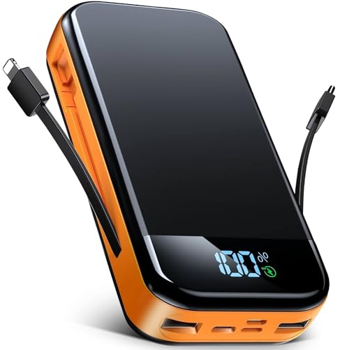 60000mAh 35 W Power Bank Portable Charger Built-in Cable | Fast-Charging Station Battery Charger with LED Light, 5 Charging Ports for Phones, Tablets,Camping, Hiking, Emergency