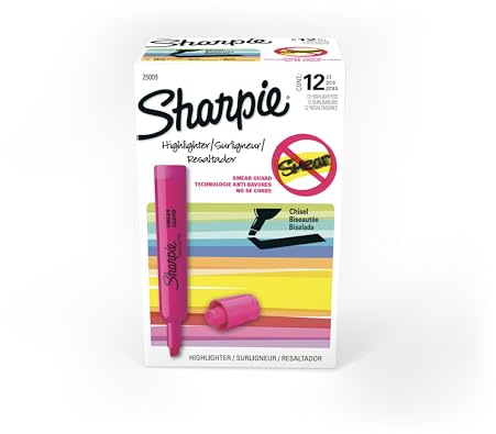 Sharpie Accent Tank-Style Highlighters, 12 Fluorescent Pink Highlighters(25009)