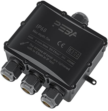 PEBA Wasserdicht Abzweigdose Erdkabel Kabelverbinder IP68 Verteilerdose steckdose aussen verteiler 4 mm-14 mm kabel für außen garten outdoor wasserdichte verbinder box 4-Wege steckdosen Schwarz