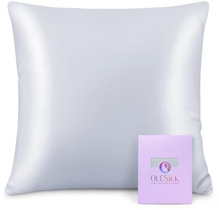 OLESILK Seide Kissenbezug Kissenhülle Haar- und Hautpflege mit Reißverschluss 16 Momme 1 Stück Silbergrau 65x65cm