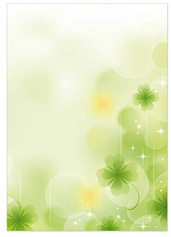 DIN A4 Design-Papier-211 mit 100 Blatt, Kleeblatt 90g Motivpapier, einseitig bedruckt