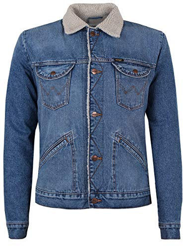 Wrangler Herren Icons 124MJ Sherpa Jeansjacke,, per pack Blau (3 Years 10K), Small (Herstellergröße: S)